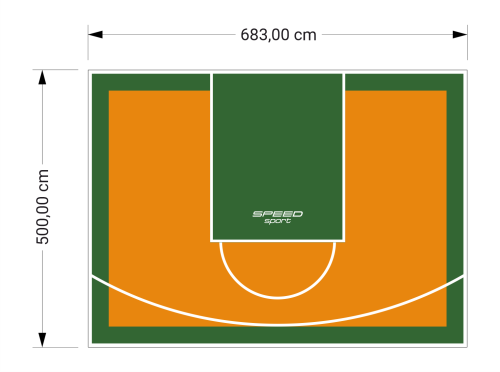 34M2/500X683CM POMARAŃCZOWO-ZIELONE BOISKO DO KOSZYKÓWKI SPEEDSPORT HEXA POWER PRO