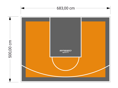 34M2/500X683CM POMARAŃCZOWO-GRAFITOWE BOISKO DO KOSZYKÓWKI SPEEDSPORT HEXA POWER PRO
