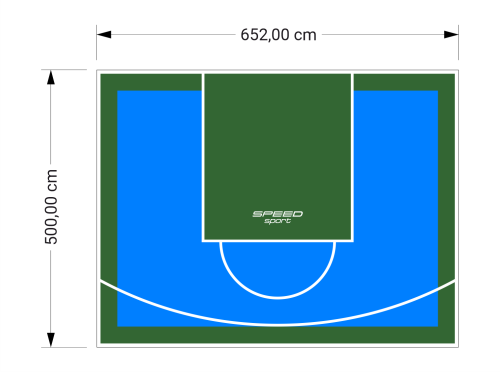 33M2/500X652CM BŁĘKITNO-ZIELONE BOISKO DO KOSZYKÓWKI SPEEDSPORT HEXA POWER PRO