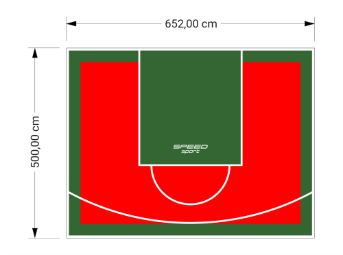33M2/500X652CM CZERWONO-ZIELONE BOISKO DO KOSZYKÓWKI SPEEDSPORT HEXA POWER PRO