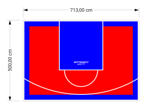 36M2/500X713CM CZERWONO-NIEBIESKIE BOISKO DO KOSZYKÓWKI SPEEDSPORT HEXA POWER PRO