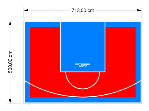 36M2/500X713CM CZERWONO-BŁĘKITNE BOISKO DO KOSZYKÓWKI SPEEDSPORT HEXA POWER PRO