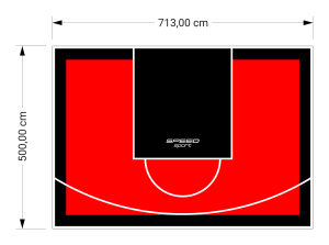36M2/500X713CM CZERWONO-CZARNE BOISKO DO KOSZYKÓWKI SPEEDSPORT HEXA POWER PRO