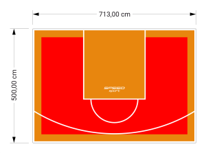 36M2/500X713CM CZERWONO-POMARAŃCZOWE BOISKO DO KOSZYKÓWKI SPEEDSPORT HEXA POWER PRO