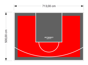 36M2/500X713CM CZERWONO-GRAFITOWE BOISKO DO KOSZYKÓWKI SPEEDSPORT HEXA POWER PRO