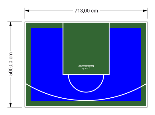 36M2/500X713CM NIEBIESKO-ZIELONE BOISKO DO KOSZYKÓWKI SPEEDSPORT HEXA POWER PRO