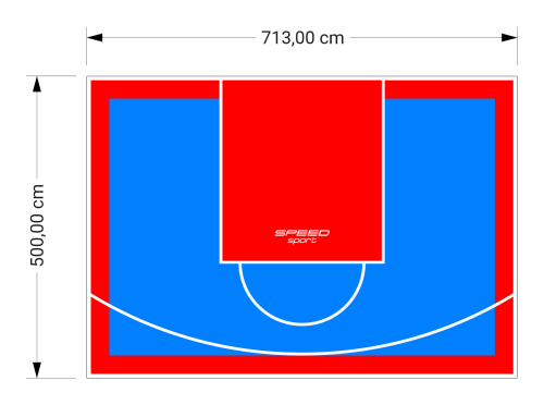 36M2/500X713CM BŁĘKITNO-CZERWONE BOISKO DO KOSZYKÓWKI SPEEDSPORT HEXA POWER PRO
