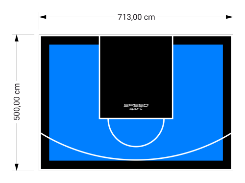 36M2/500X713CM BŁĘKITNO-CZARNE BOISKO DO KOSZYKÓWKI SPEEDSPORT HEXA POWER PRO