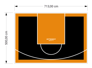 36M2/500X713CM CZARNO-POMARAŃCZOWE BOISKO DO KOSZYKÓWKI SPEEDSPORT HEXA POWER PRO