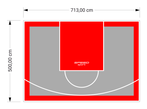 36M2/500X713CM SZARO-CZERWONE BOISKO DO KOSZYKÓWKI SPEEDSPORT HEXA POWER PRO