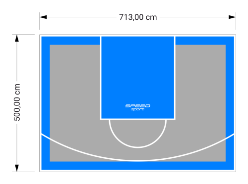 36M2/500X713CM SZARO-BŁĘKITNE BOISKO DO KOSZYKÓWKI SPEEDSPORT HEXA POWER PRO
