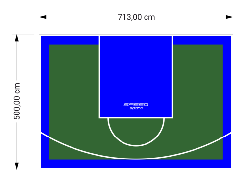 36M2/500X713CM ZIELONO-NIEBIESKIE BOISKO DO KOSZYKÓWKI SPEEDSPORT HEXA POWER PRO