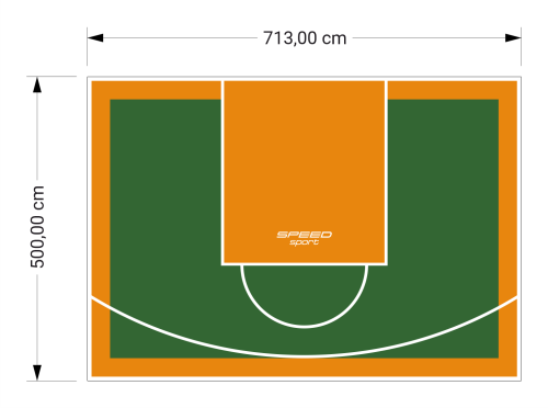 36M2/500X713CM ZIELONO-POMARAŃCZOWE BOISKO DO KOSZYKÓWKI SPEEDSPORT HEXA POWER PRO