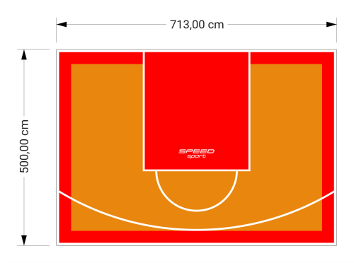 36M2/500X713CM POMARAŃCZOWO-CZERWONE BOISKO DO KOSZYKÓWKI SPEEDSPORT HEXA POWER PRO