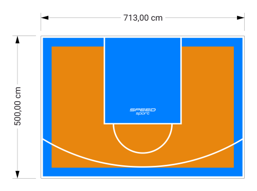 36M2/500X713CM POMARAŃCZOWO-BŁĘKITNE BOISKO DO KOSZYKÓWKI SPEEDSPORT HEXA POWER PRO