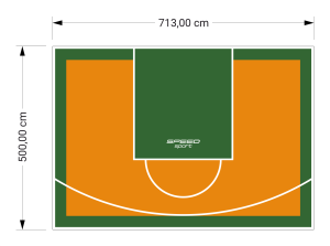 36M2/500X713CM POMARAŃCZOWO-ZIELONE BOISKO DO KOSZYKÓWKI SPEEDSPORT HEXA POWER PRO