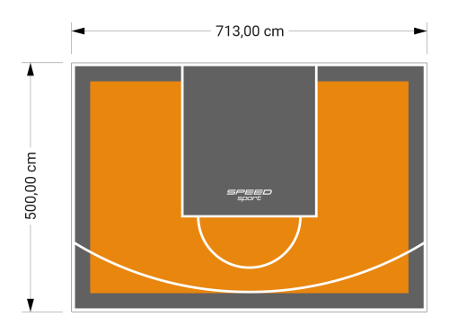 36M2/500X713CM POMARAŃCZOWO-GRAFITOWE BOISKO DO KOSZYKÓWKI SPEEDSPORT HEXA POWER PRO