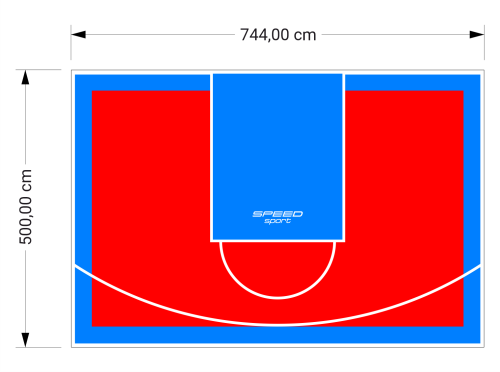 37M2/500X744CM CZERWONO-BŁĘKITNE BOISKO DO KOSZYKÓWKI SPEEDSPORT HEXA POWER PRO