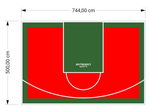 37M2/500X744CM CZERWONO-ZIELONE BOISKO DO KOSZYKÓWKI SPEEDSPORT HEXA POWER PRO