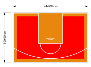 37M2/500X744CM CZERWONO-POMARAŃCZOWE BOISKO DO KOSZYKÓWKI SPEEDSPORT HEXA POWER PRO