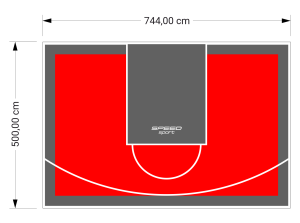 37M2/500X744CM CZERWONO-GRAFITOWE BOISKO DO KOSZYKÓWKI SPEEDSPORT HEXA POWER PRO