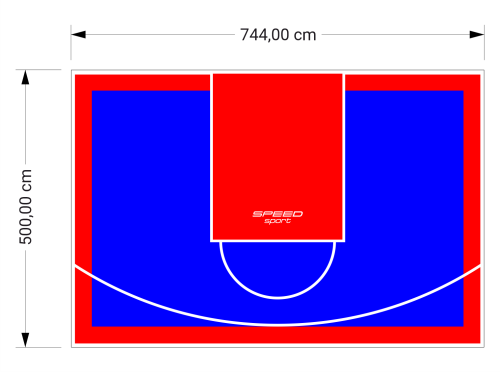 37M2/500X744CM NIEBIESKO-CZERWONE BOISKO DO KOSZYKÓWKI SPEEDSPORT HEXA POWER PRO