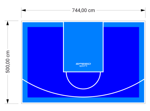 37M2/500X744CM NIEBIESKO-BŁĘKITNE BOISKO DO KOSZYKÓWKI SPEEDSPORT HEXA POWER PRO
