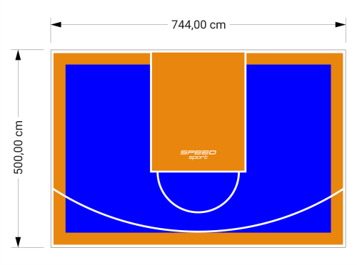 37M2/500X744CM NIEBIESKO-POMARAŃCZOWE BOISKO DO KOSZYKÓWKI SPEEDSPORT HEXA POWER PRO
