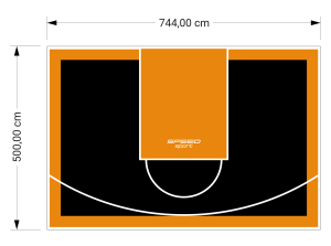37M2/500X744CM CZARNO-POMARAŃCZOWE BOISKO DO KOSZYKÓWKI SPEEDSPORT HEXA POWER PRO