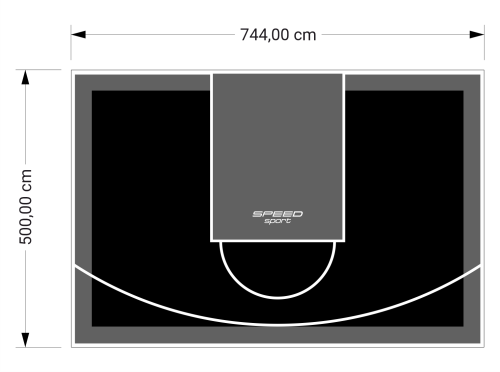 37M2/500X744CM CZARNO-GRAFITOWE BOISKO DO KOSZYKÓWKI SPEEDSPORT HEXA POWER PRO