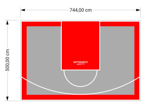 37M2/500X744CM SZARO-CZERWONE BOISKO DO KOSZYKÓWKI SPEEDSPORT HEXA POWER PRO