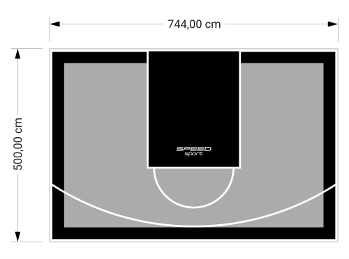 37M2/500X744CM SZARO-CZARNE BOISKO DO KOSZYKÓWKI SPEEDSPORT HEXA POWER PRO