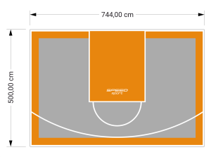 37M2/500X744CM SZARO-POMARAŃCZOWE BOISKO DO KOSZYKÓWKI SPEEDSPORT HEXA POWER PRO