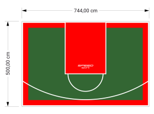 37M2/500X744CM ZIELONO-CZERWONE BOISKO DO KOSZYKÓWKI SPEEDSPORT HEXA POWER PRO