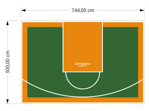 37M2/500X744CM ZIELONO-POMARAŃCZOWE BOISKO DO KOSZYKÓWKI SPEEDSPORT HEXA POWER PRO