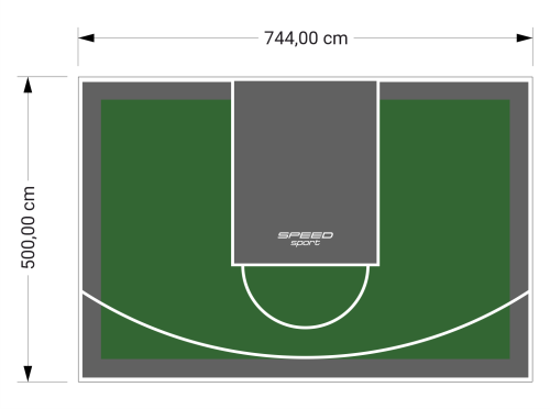 37M2/500X744CM ZIELONO-GRAFITOWE BOISKO DO KOSZYKÓWKI SPEEDSPORT HEXA POWER PRO