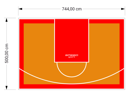 37M2/500X744CM POMARAŃCZOWO-CZERWONE BOISKO DO KOSZYKÓWKI SPEEDSPORT HEXA POWER PRO