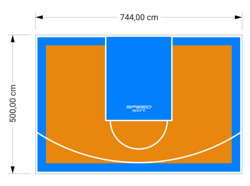 37M2/500X744CM POMARAŃCZOWO-BŁĘKITNE BOISKO DO KOSZYKÓWKI SPEEDSPORT HEXA POWER PRO