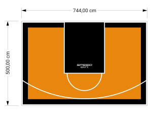 37M2/500X744CM POMARAŃCZOWO-CZARNE BOISKO DO KOSZYKÓWKI SPEEDSPORT HEXA POWER PRO