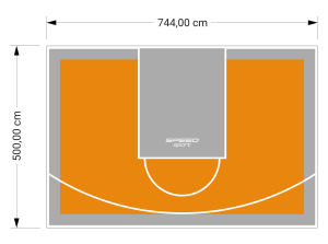 37M2/500X744CM POMARAŃCZOWO-SZARE BOISKO DO KOSZYKÓWKI SPEEDSPORT HEXA POWER PRO