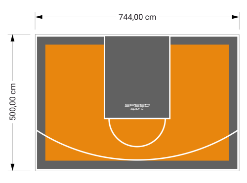 37M2/500X744CM POMARAŃCZOWO-GRAFITOWE BOISKO DO KOSZYKÓWKI SPEEDSPORT HEXA POWER PRO