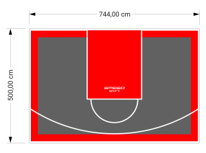 37M2/500X744CM GRAFITOWO-CZERWONE BOISKO DO KOSZYKÓWKI SPEEDSPORT HEXA POWER PRO