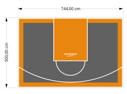 37M2/500X744CM GRAFITOWO-POMARAŃCZOWE BOISKO DO KOSZYKÓWKI SPEEDSPORT HEXA POWER PRO