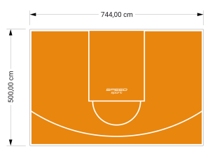 37M2/500X744CM POMARAŃCZOWE BOISKO DO KOSZYKÓWKI SPEEDSPORT HEXA POWER PRO