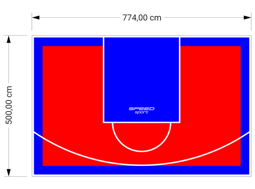 39M2/500X774CM CZERWONO-NIEBIESKIE BOISKO DO KOSZYKÓWKI SPEEDSPORT HEXA POWER PRO