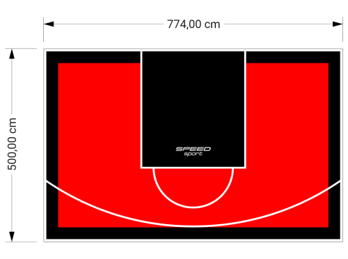 39M2/500X774CM CZERWONO-CZARNE BOISKO DO KOSZYKÓWKI SPEEDSPORT HEXA POWER PRO