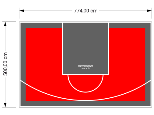 39M2/500X774CM CZERWONO-GRAFITOWE BOISKO DO KOSZYKÓWKI SPEEDSPORT HEXA POWER PRO