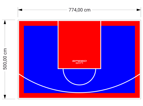 39M2/500X774CM NIEBIESKO-CZERWONE BOISKO DO KOSZYKÓWKI SPEEDSPORT HEXA POWER PRO