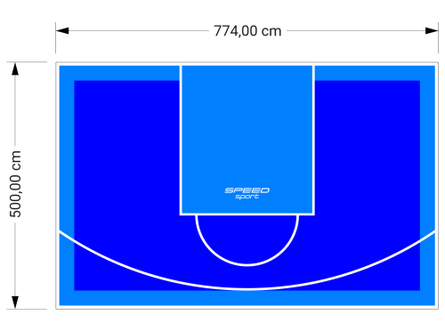 39M2/500X774CM NIEBIESKO-BŁĘKITNE BOISKO DO KOSZYKÓWKI SPEEDSPORT HEXA POWER PRO