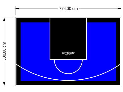 39M2/500X774CM NIEBIESKO-CZARNE BOISKO DO KOSZYKÓWKI SPEEDSPORT HEXA POWER PRO